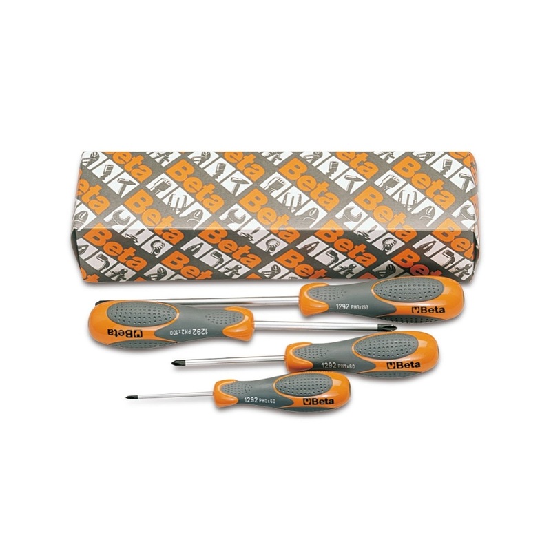 Beta Tools (Article# 1292/S4) Set of 4 Screwdrivers for Cross Head Phillips Screws – BT 12920304