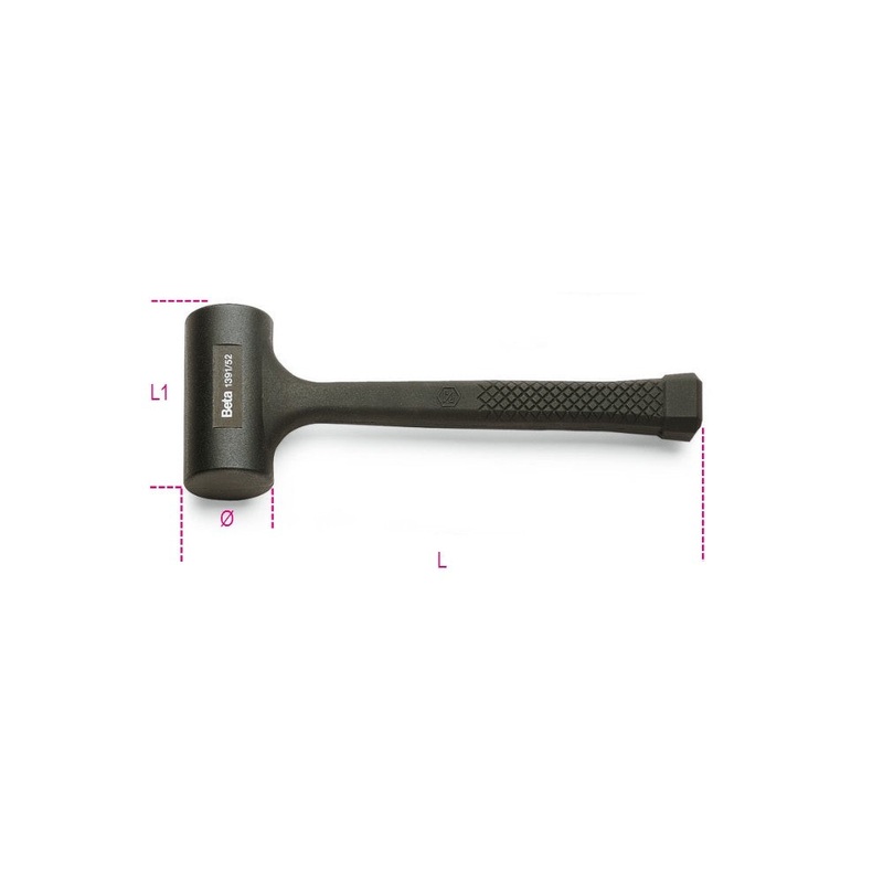 Beta Tools (Article# 1391 35) 40 oz Dead-Blow Hammer for Tile Workers and Entirely Covered with Rubber – BT 13910135