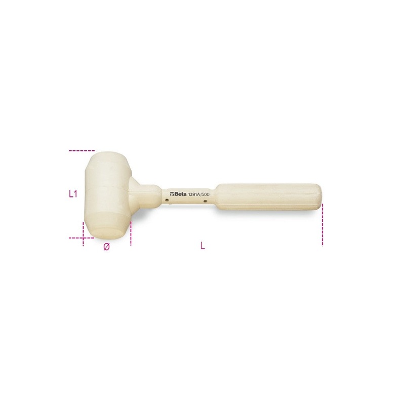 Beta Tools (Article# 1391A 1000) 42 oz Dead-Blow Hammer with Interchangeable Plastic Faces and Steel Shaft – BT 13910210