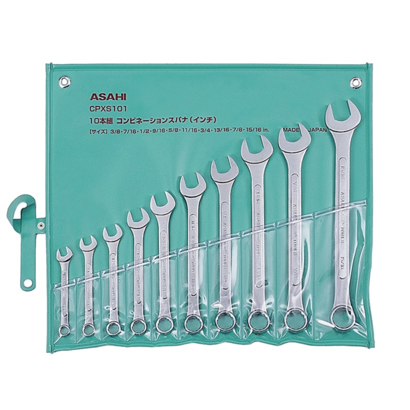 ASAHI Standard (SAE) Combination Wrench Set in Tool Roll, 14 Pieces 3/8-1-1/4 – CPXS141