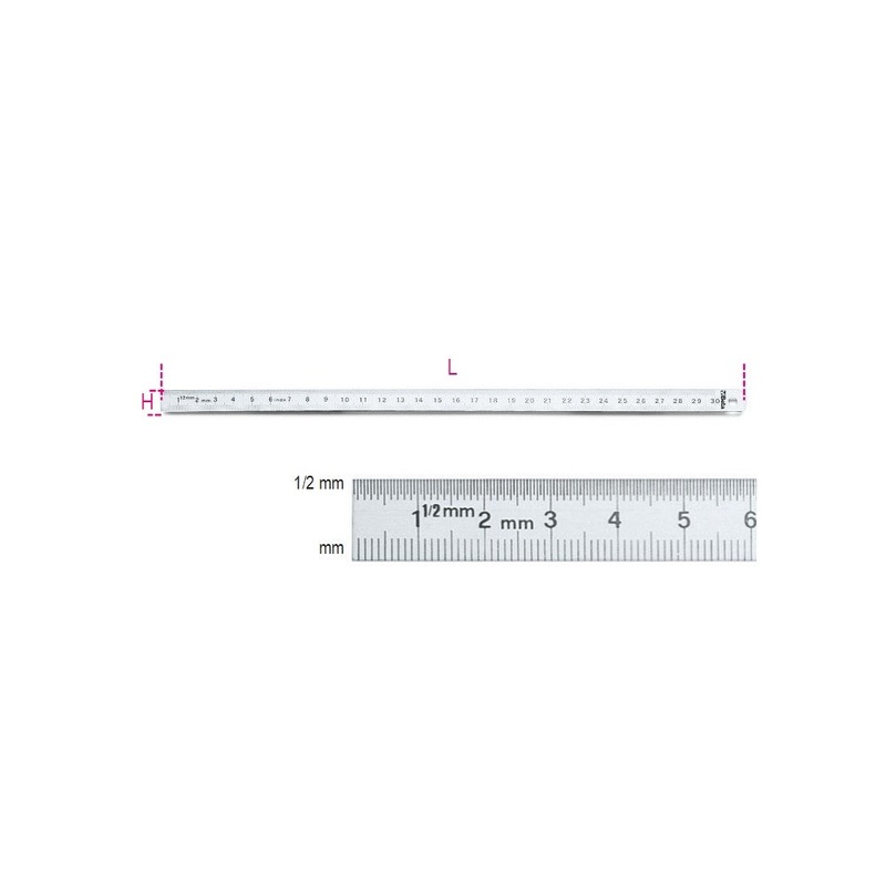 Beta Tools (Article# 1682 300) Flexible Graduated Rules, INOX Stainless Steel, OAL 300mm – BT 16820030