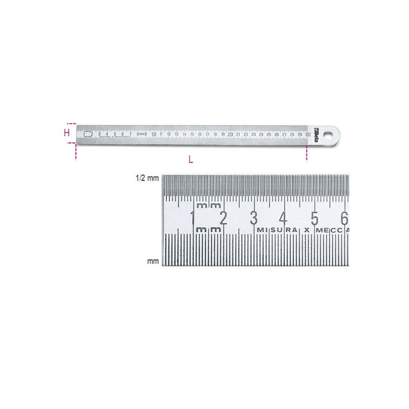 Beta Tools (Article# 1683 300) Semi-Rigid Graduated Rules, INOX Stainless Steel, OAL 300mm – BT 16830030