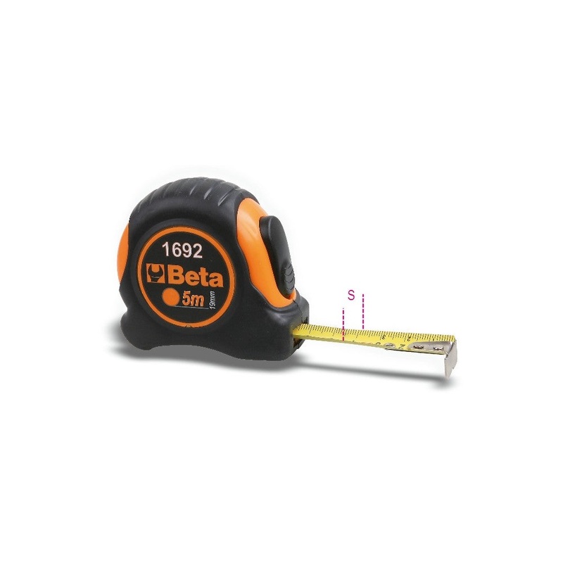 Beta Tools (Article# 1692/2) 2M Measuring Tape, Shock-Resistant Bi-Material ABS Casings, Steel, Precision Class: II – BT 16920052