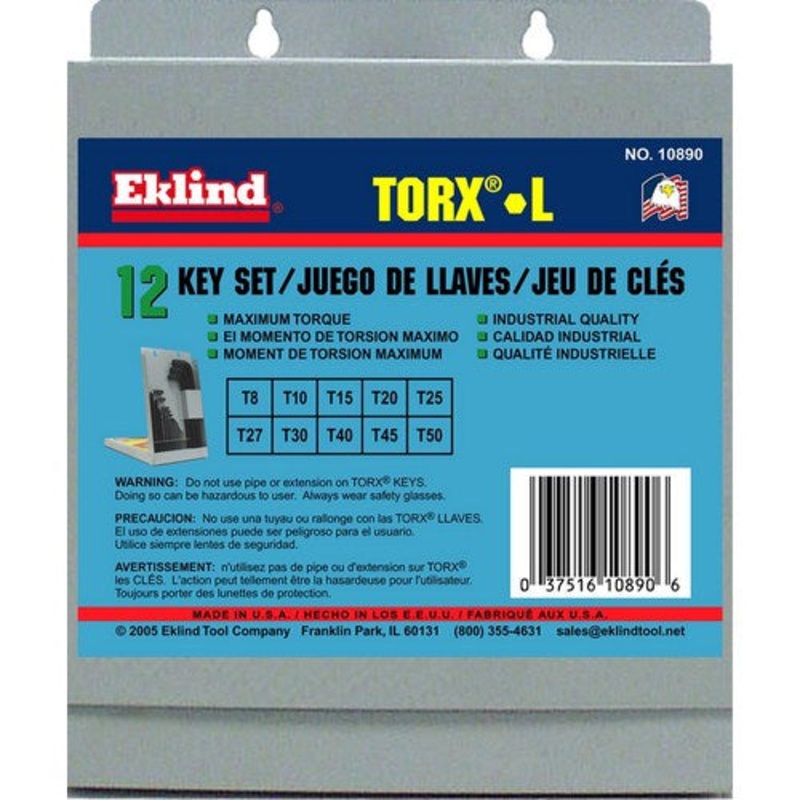 Eklind Set of 10 Short Torx L-Key with Pouch – EK 10890 Torx L-Key Set