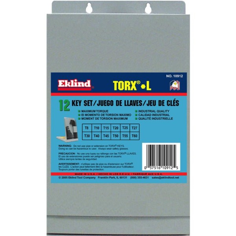 Eklind Set of 12 Long Torx L-Key with Metal Box – EK 10912 Torx L-Key Set