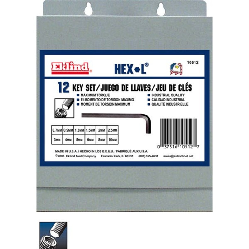 Eklind Set of 12 Short Hexagon L-Key with Metal Box – EK 10512 Hexagon L-Key Set