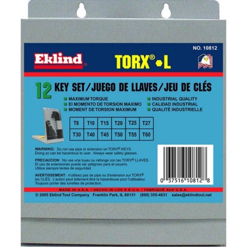 Eklind Set of 12 Short Torx L-Key with Metal Box – EK 10812 Torx L-Key Set