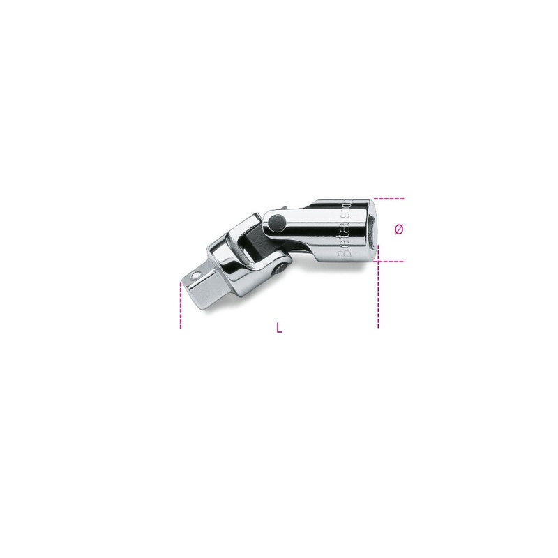Beta Tools (Article# 900/25) Universal Joint, 1/4 in Male and 1/4 in Female Drive, Chrome-Plated – BT 9000830