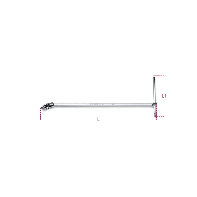 Beta Tools (Article# 900/40) 1/4 in Drive Socket Spinner, Swivel T-Handle, Chrome-Plated, 390mm – BT 9000843