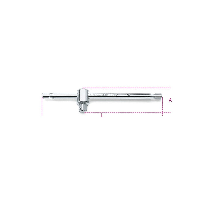 Beta Tools (Article# 900/42) 1/4 in Drive Socket Spinner, Sliding T-Handle, Chrome-Plated, 115mm – BT 9000854