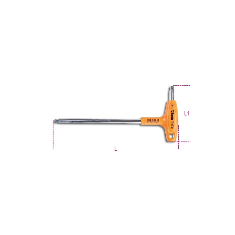 Beta Tools (Article# 900T/44) 1/4 in Male Drive Bent High Torque Handle, Chrome-Plated – BT 9000860