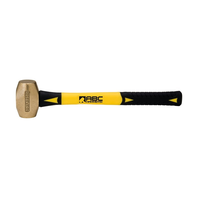 ABC Hammers 3 lbs Brass Hammer with 14 in Fiberglass Handle – ABC ABC3BF