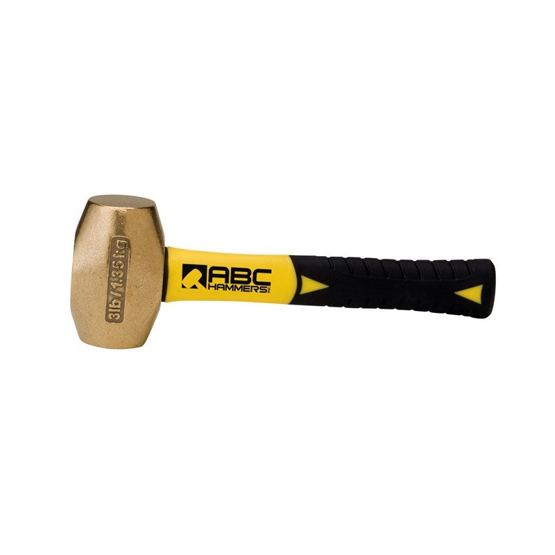 ABC Hammers 3 lbs Brass Hammer with 8 in Fiberglass Handle – ABC ABC3BFS