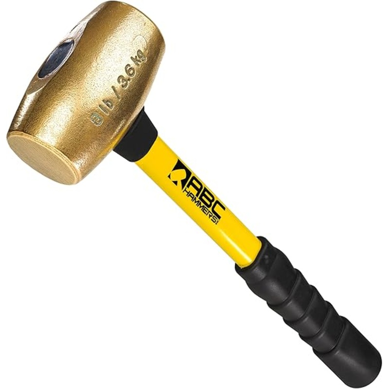 ABC Hammers 8 lbs Brass Hammer with 16 in Fiberglass Handle – ABC ABC8BFB