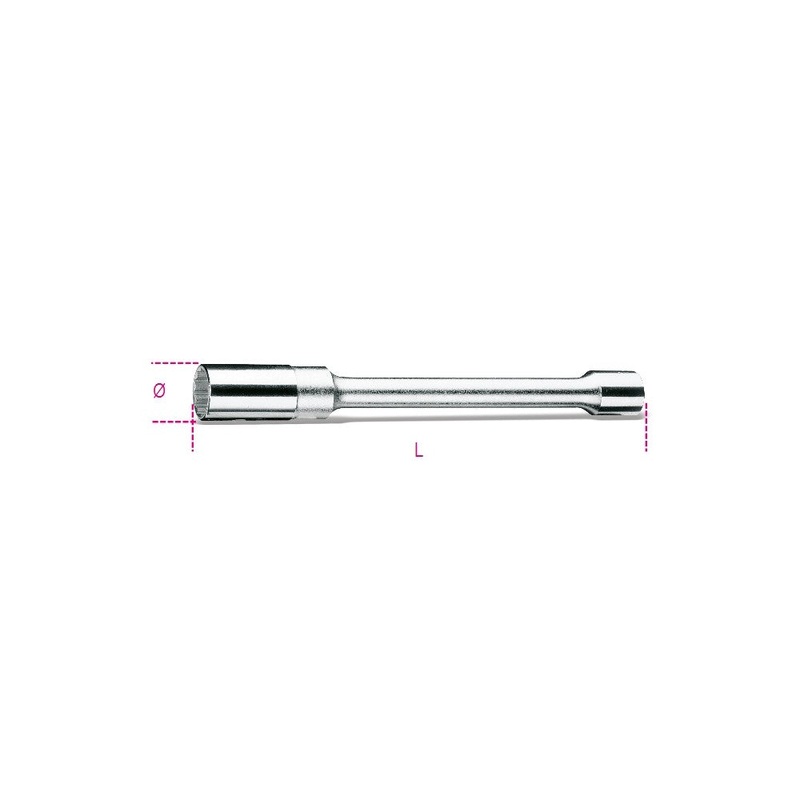 Beta Tools (Article# 956L 14) 19mm, 1/2 in Square Drive Spark Plug Socket, Bi-Hexagon Ends, Long Series – BT 9560214