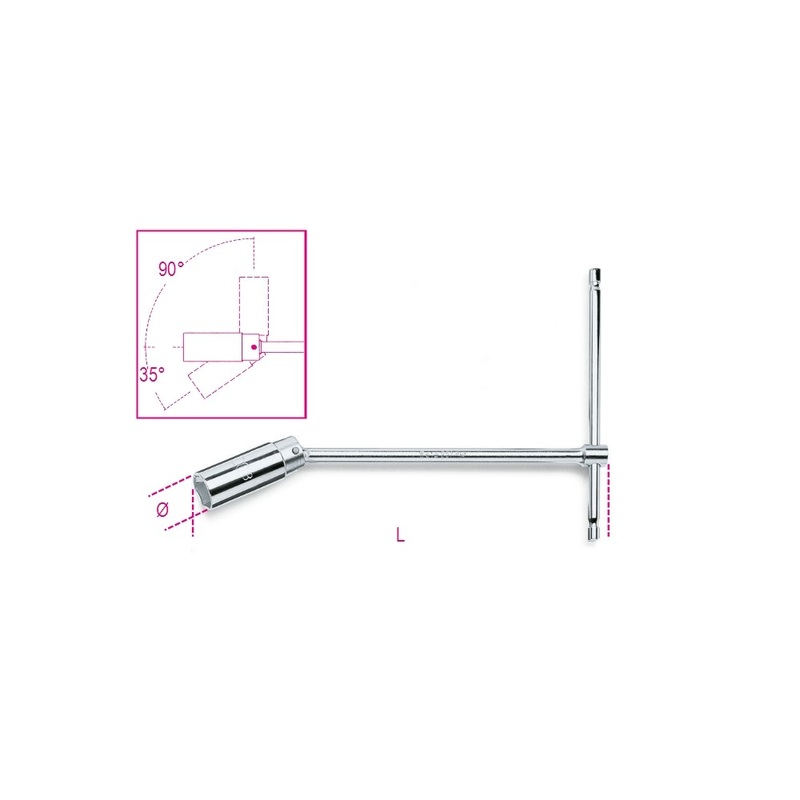 Beta Tools (Article# 957 20.8) 20.8mm, 5/8 in T-Handle Spark Plug Wrench with Swivel Socket – BT 9570001