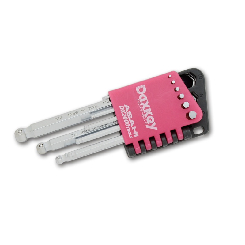 ASAHI DAXKEY Wrenches Bent on Edges, SHORT TYPE, Half-Length Ended Hex Key Set 9 Pcs, 1.5-10mm – DWS0910