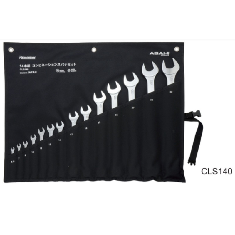 ASAHI REVOWAVE Combination Wrench Set in Tool Roll, Metric, 14 Piece Set 5.5-32 – CLS140