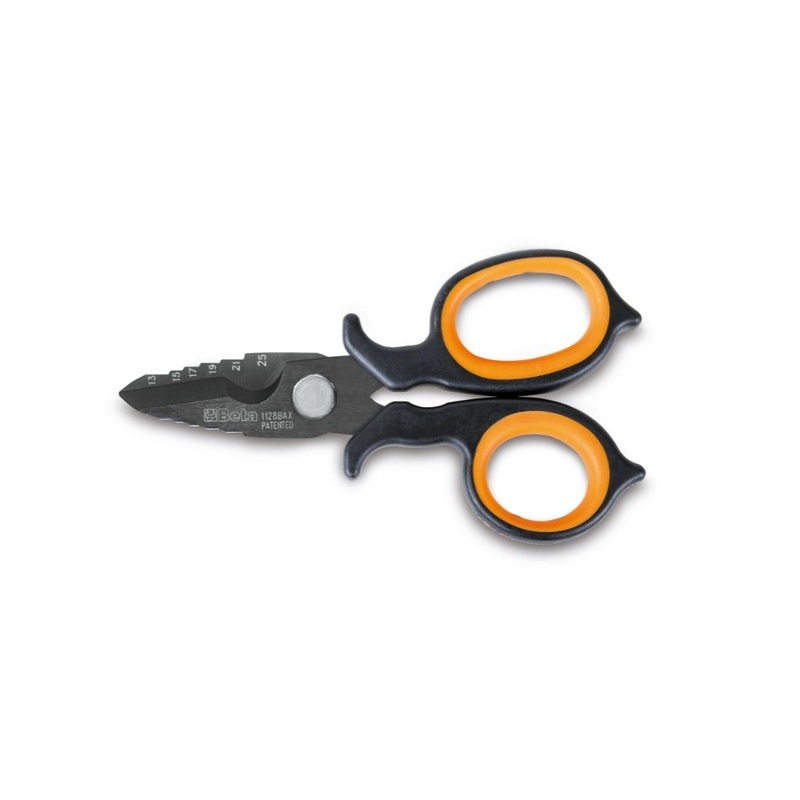 Beta Tools (Article# 1128BAX) Double-Acting Electrician’s Scissor with Milling Profile in DLC-Coated Stainless Steel, 150mm – BT 11280088