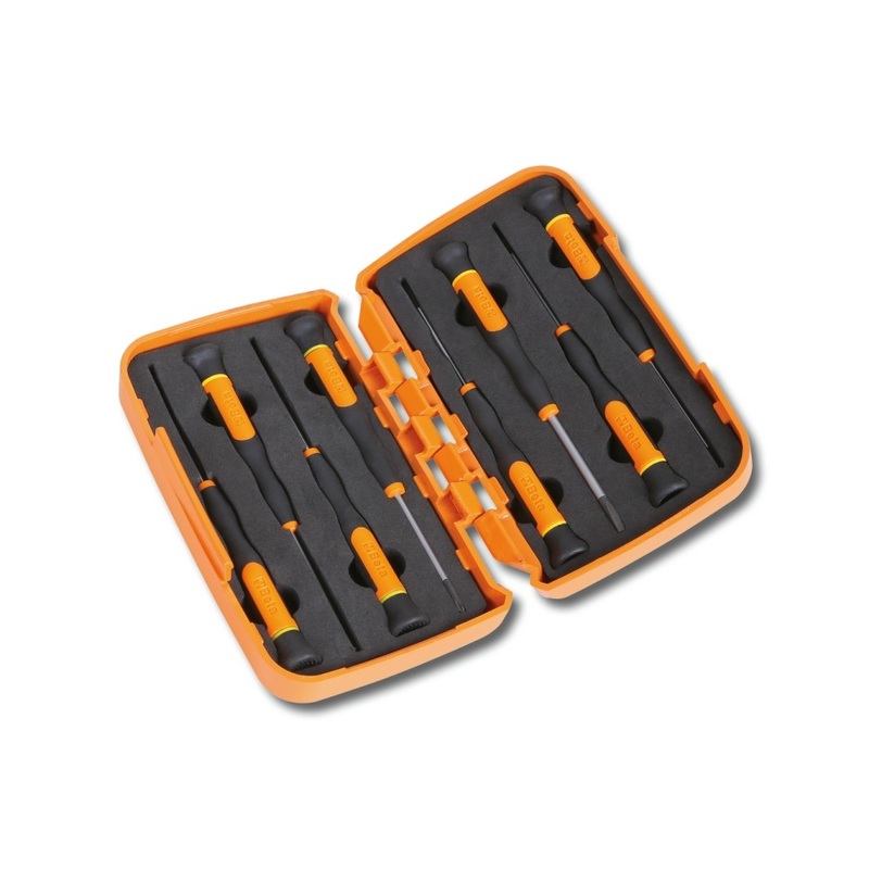 Beta Tools (Article# 1257LP/S8) Set of 8 Micro-Screwdrivers for Slotted Head Screws with Hard Case – BT 12570200