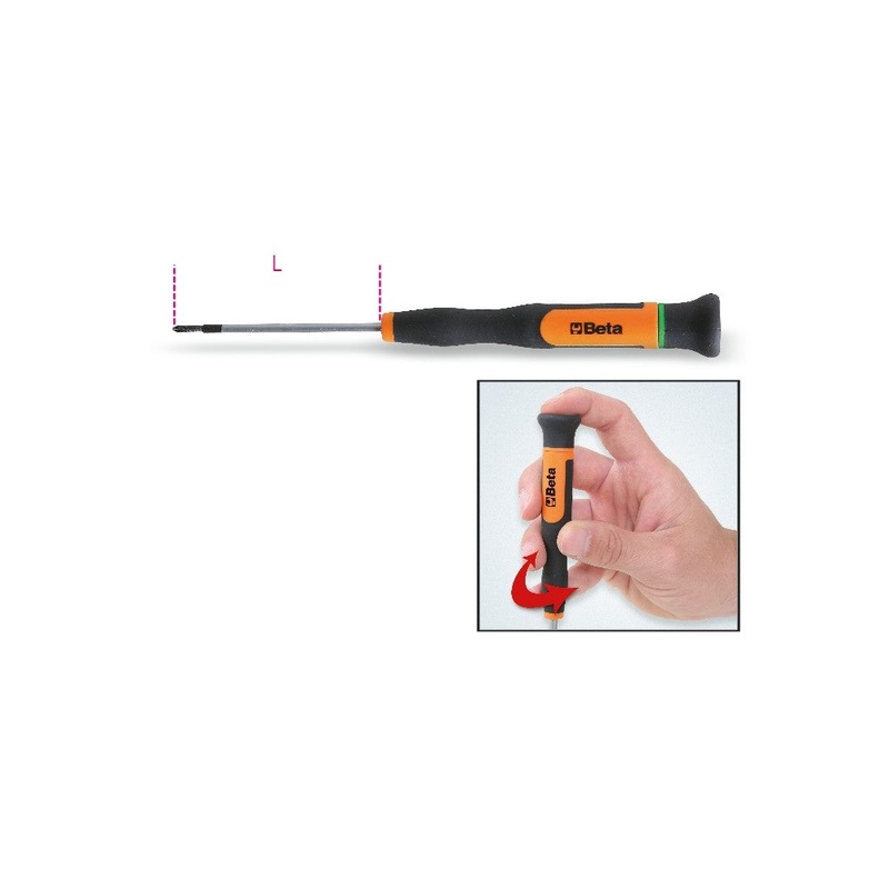 Beta Tools (Article# 1257PH 0) Micro-Screwdriver for Cross-Head Phillips Screws, No. 0 – BT 12570063