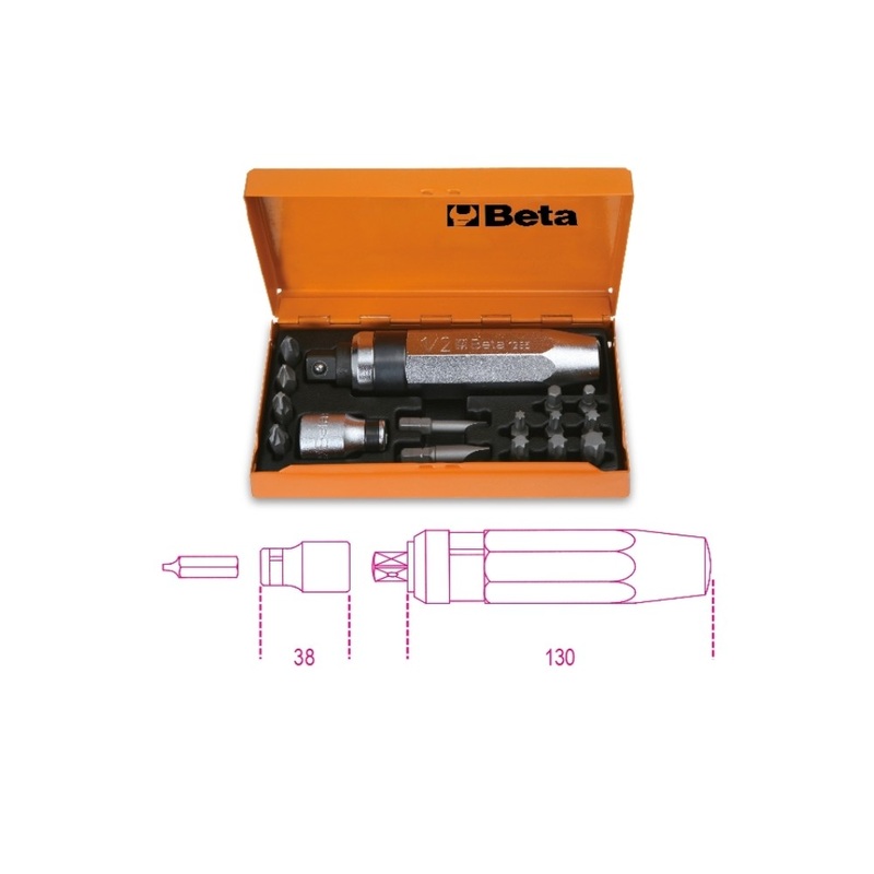 Beta Tools (Article# 1295/C14) Impact Screwdriver with 14 Insets and 1 Socket Holder – BT 12950108