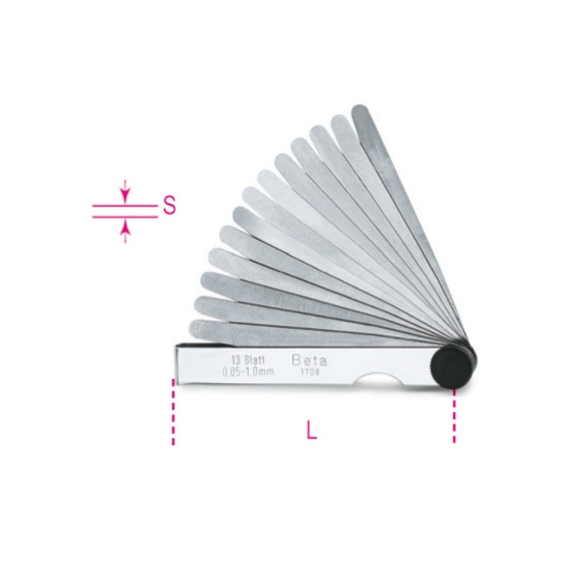Beta Tools (Article# 1708/20) Metric Feeler Gauges, 0.05 – 1mm – BT 17080020