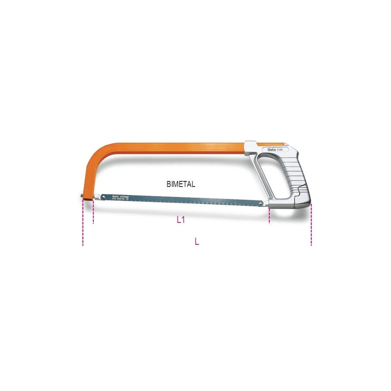 Beta Tools (Article# 1726) Hacksaw Frame, Grooved Handle – BT 17260001