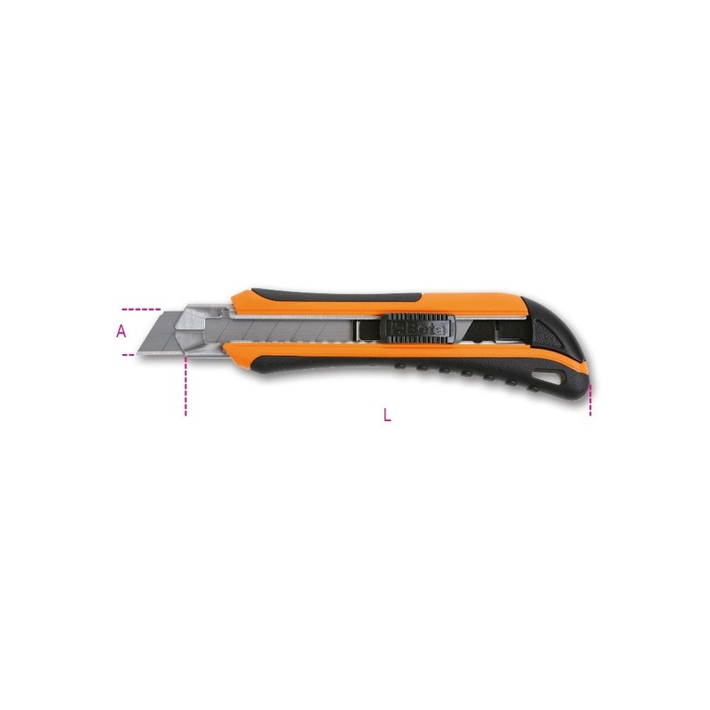 Beta Tools (Article# 1771BM) Utility Knife, 18mm with 6 Spare Blades – BT 17710050