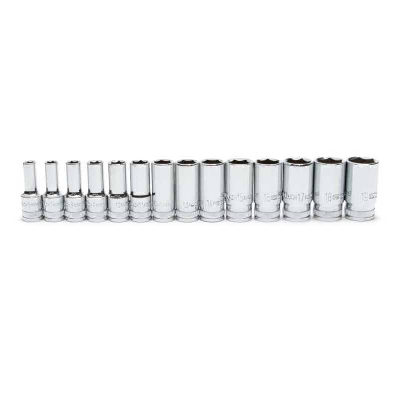 GEARWRENCH Set of 14 3/8 in Drive 6-Point Mid Length Metric Sockets – GW 80554S-06 Socket Set