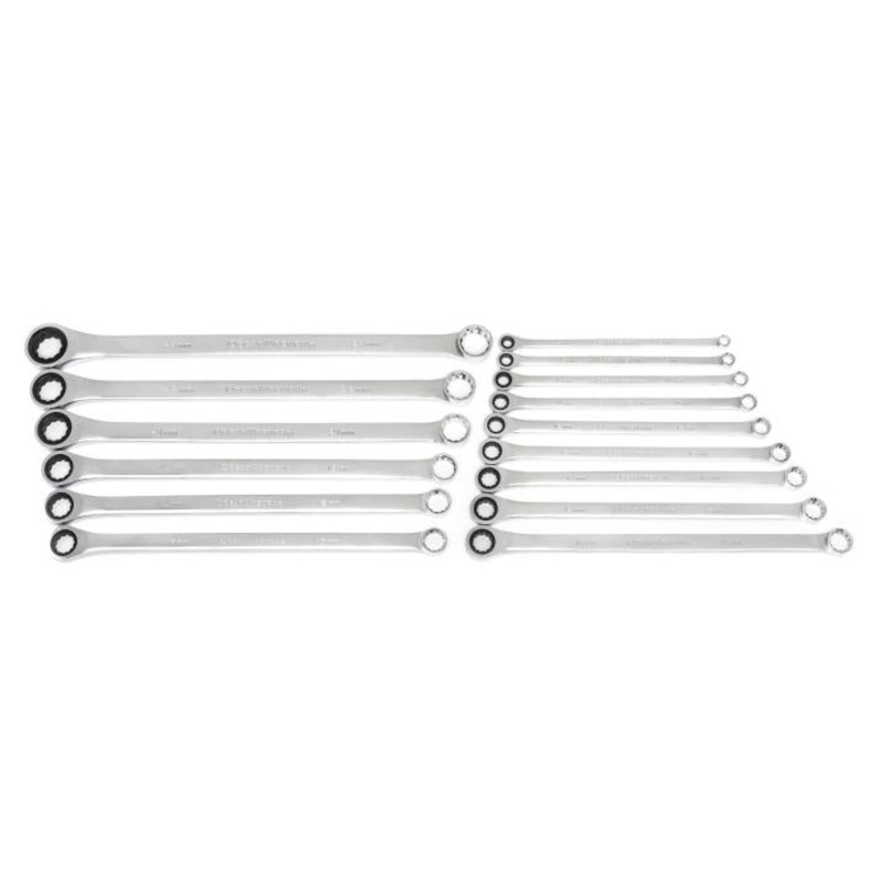 GEARWRENCH Set of 15 72-Tooth 12-Point XL Metric GearBox Double Box Ratcheting Wrenches – GW 85985-07 Wrench Set