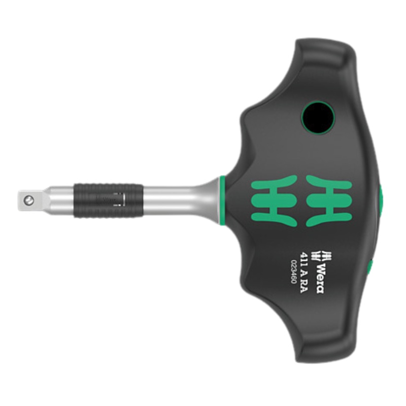 WERA 411 A RA T-handle adapter screwdriver with ratchet function, 1/4