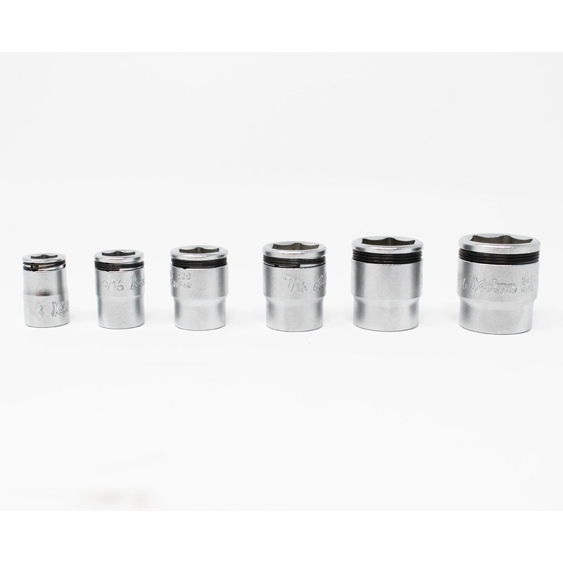 Ko-ken Tools 1/4 Sq.Dr. Nut-Grip SAE Short Socket Rail Set, 6 pcs.
