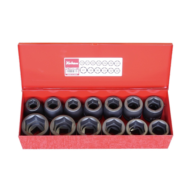 Ko-ken Tools 13 Piece 3/4 Sq. Dr. Impact Metric 6-Point Socket Set 19-41mm