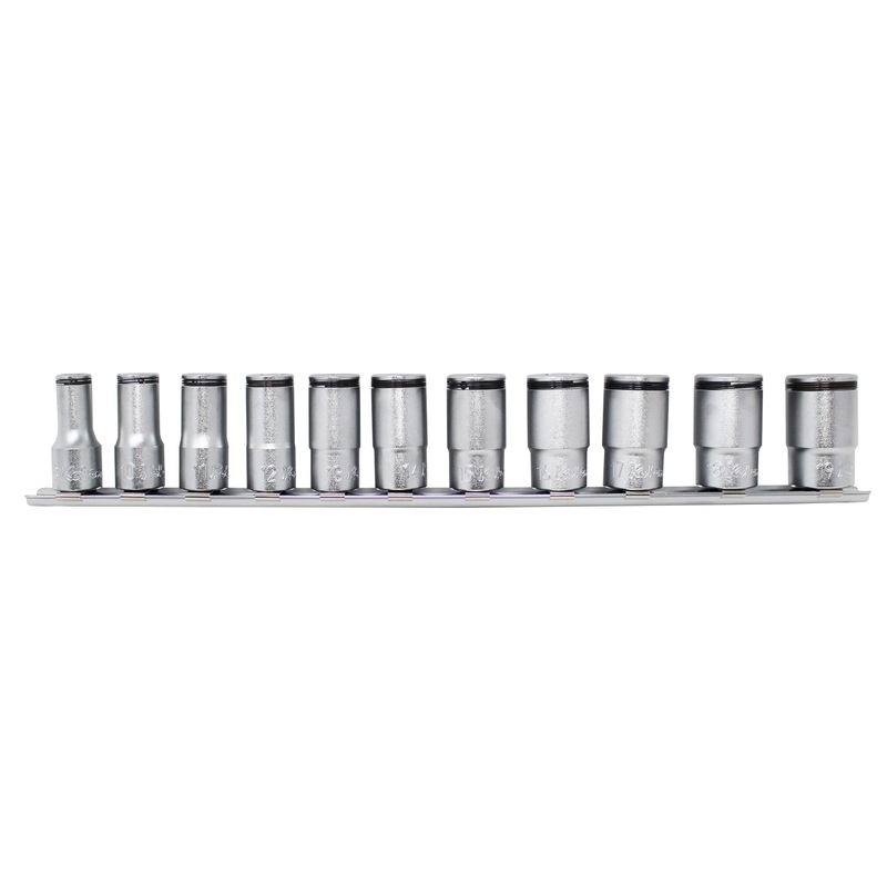 Ko-ken Tools 3/8 Sq. Dr. Semi-Deep Socket set 8-19mm Nut Grip 11 pieces