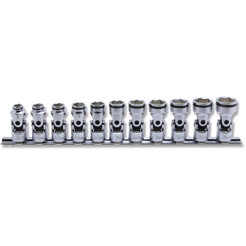 Ko-ken Tools 3/8 Sq. Dr. Universal NUT GRIP Socket set 8mm-19mm – 11 pieces