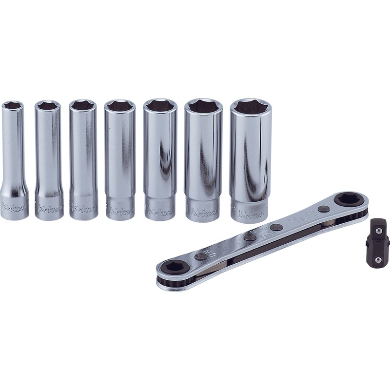 Ko-ken Tools 1/4 Sq. Dr. 9 Piece 6-Point Metric Socket Set 6-12mm