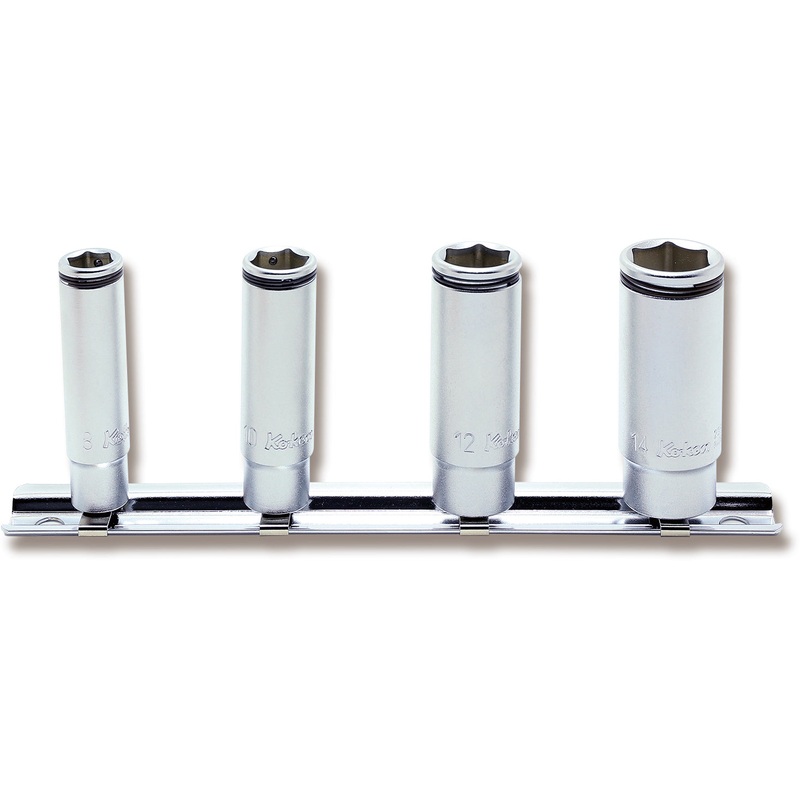 Ko-ken Tools 1/4 Sq. Dr. Deep NUT GRIP Socket Set 8-14mm – 4 pieces