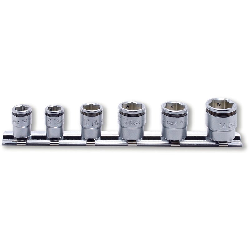 Ko-ken Tools 1/4 Sq. Dr. Short NUT GRIP Socket Set, 7-14mm – 6 pieces