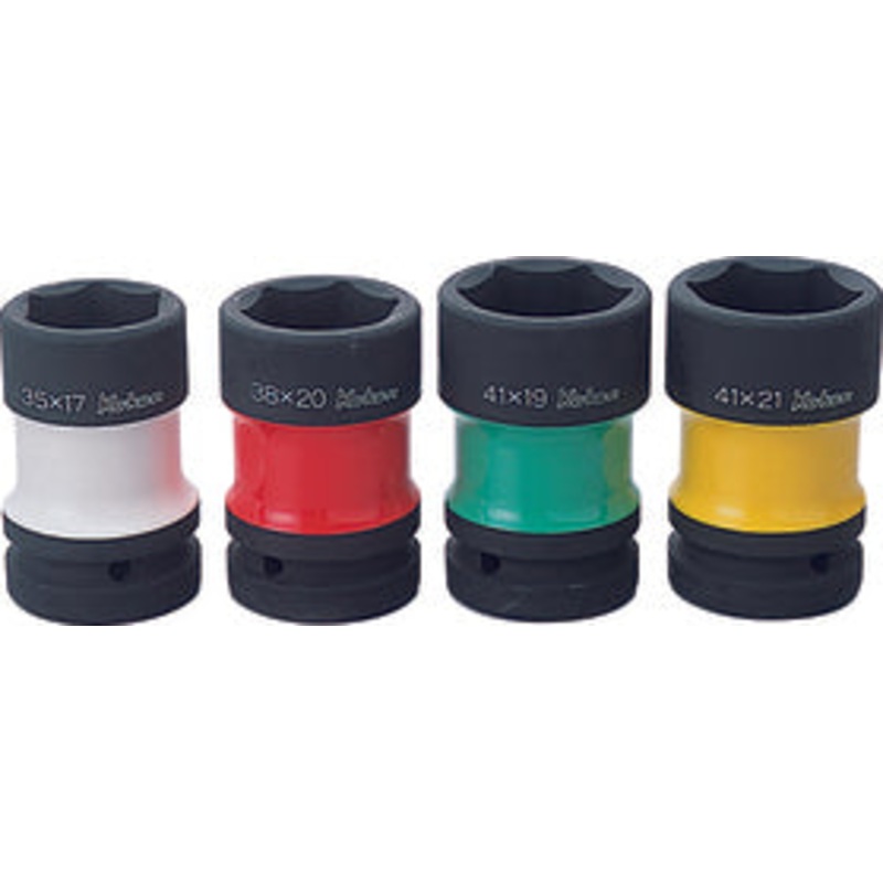 Ko-ken Tools 1 Sq. Dr. Rear Wheel Nut Socket Set Hex x Square Color coded 4 pieces