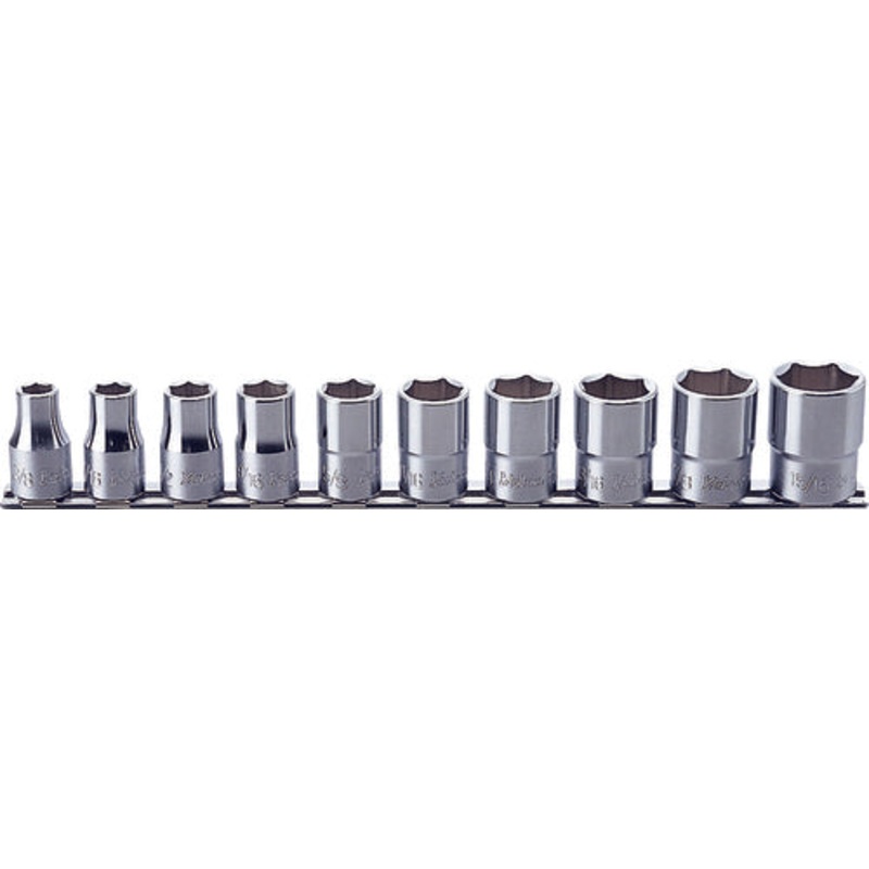 Ko-ken Tools 10 Piece 1/2 Sq. Dr. 6 point, SAE, Chrome Socket Set