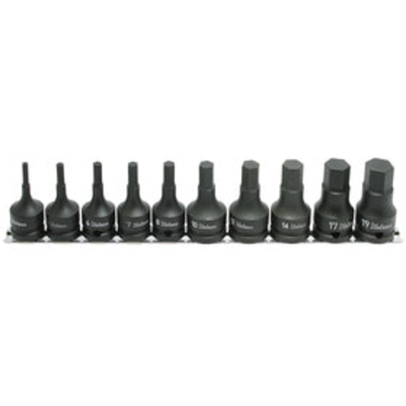 Ko-ken Tools 10 Piece 1/2 Sq. Dr. 60mm, Metric Hex Bit Socket Set