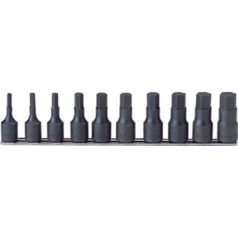 Ko-ken Tools 10 Piece 1/2 Sq. Dr. 60mm, SAE Hex Bit Socket Set
