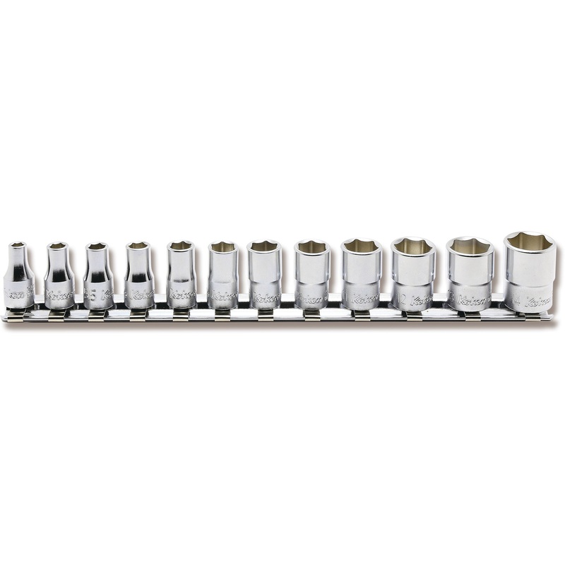 Ko-ken Tools 12 Piece 1/4 Sq. Dr. 6 Point Metric Socket Set 4-14mm