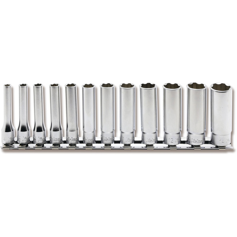 Ko-ken Tools 12 Piece 1/4 Sq. Dr. Surface Drive Deep Metric Socket Set