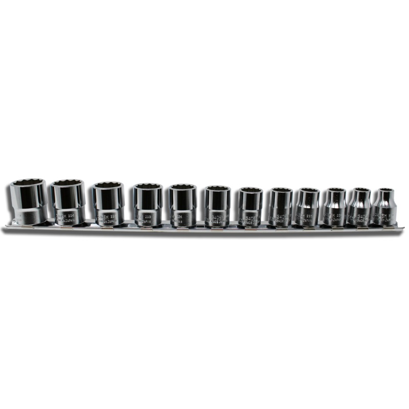 Ko-ken Tools 12 Piece 3/8 Sq. Dr. 12 Point, Chrome, Metric Socket Set