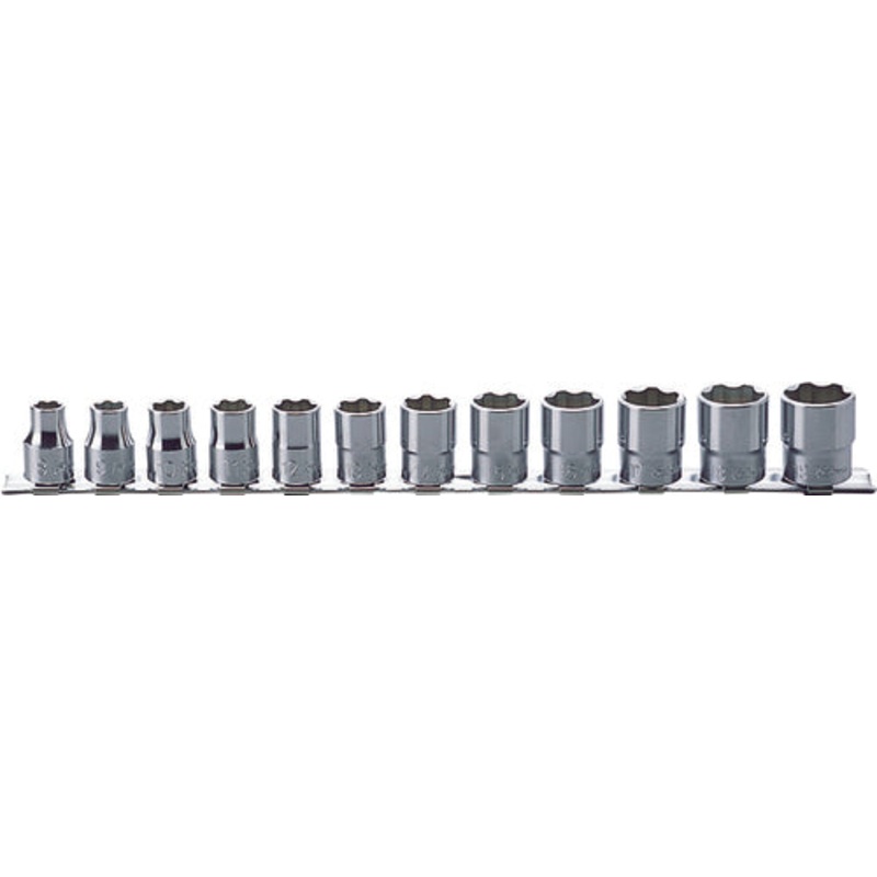 Ko-ken Tools 12 Piece 3/8 Sq. Dr. Surface Drive, 6 Point, Chrome, Metric Socket Set