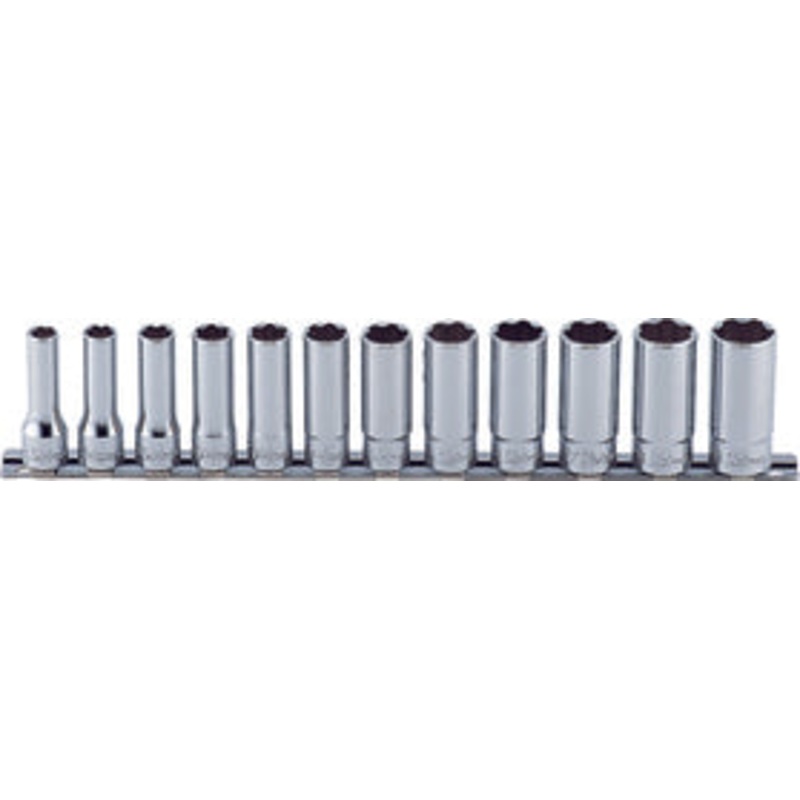 Ko-ken Tools 12 Piece 3/8 Sq. Dr. Surface Drive, Deep, 6 Point, Metric, Chrome Socket Set