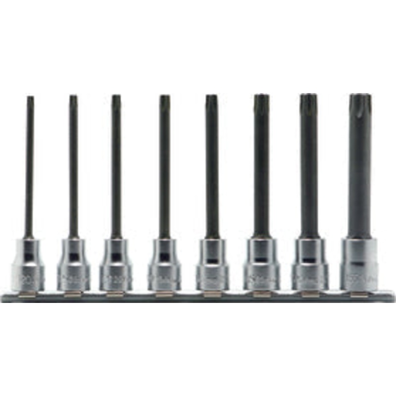 Ko-ken Tools 3/8 Sq. Dr. 8 Piece Round Shank Tamper-Resistant TORX Bit Socket set T20H-T55H