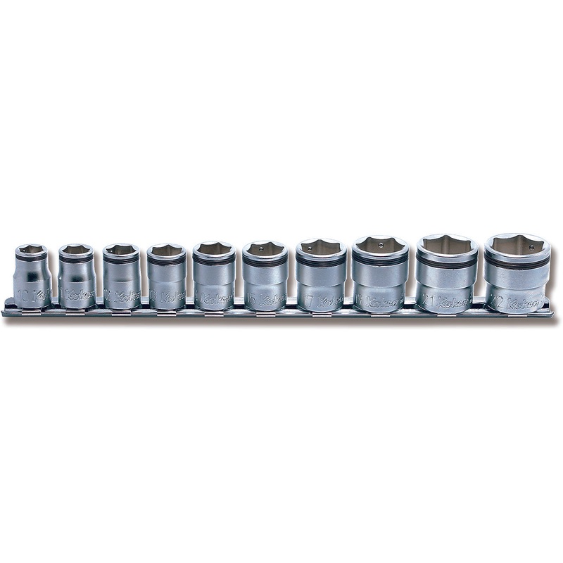 Ko-ken Tools 3/8 Sq. Dr. Socket set 10mm-22mm Nut Grip 250mm 10 pieces